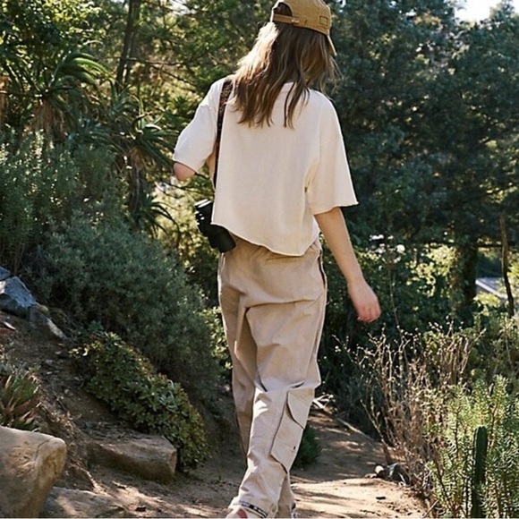 Free People Movement Mesmerize Me Solid Pants Cargo Khaki Large Hiking Boho Chic - Picture 2 of 15